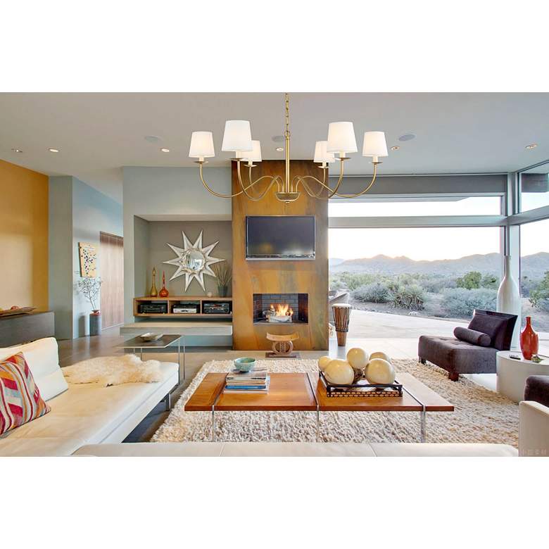 Image 1 Eclipse 37" Wide Brass 6-Light Chandelier in scene