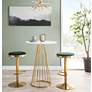 Dakota Green Velvet Fabric Adjustable Bar Stools Set of 2 in scene