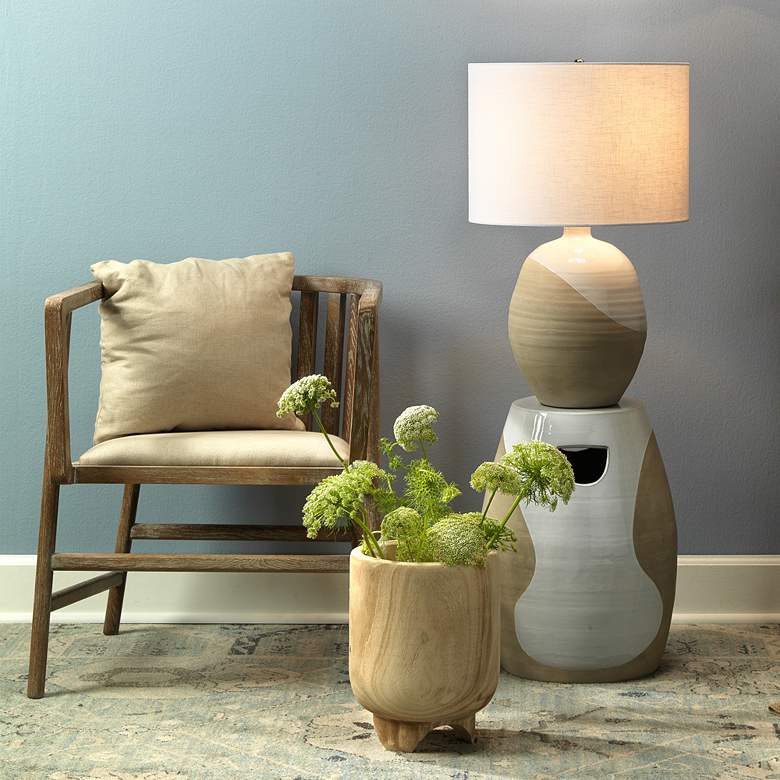 Image 1 Jamie Young Canyon 12" High Brown Natural Wood Vase in scene