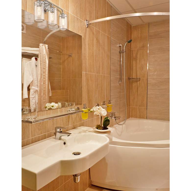 Image 1 Delaney 22" Wide High Brushed Nickel 3-Light Bath Light in scene