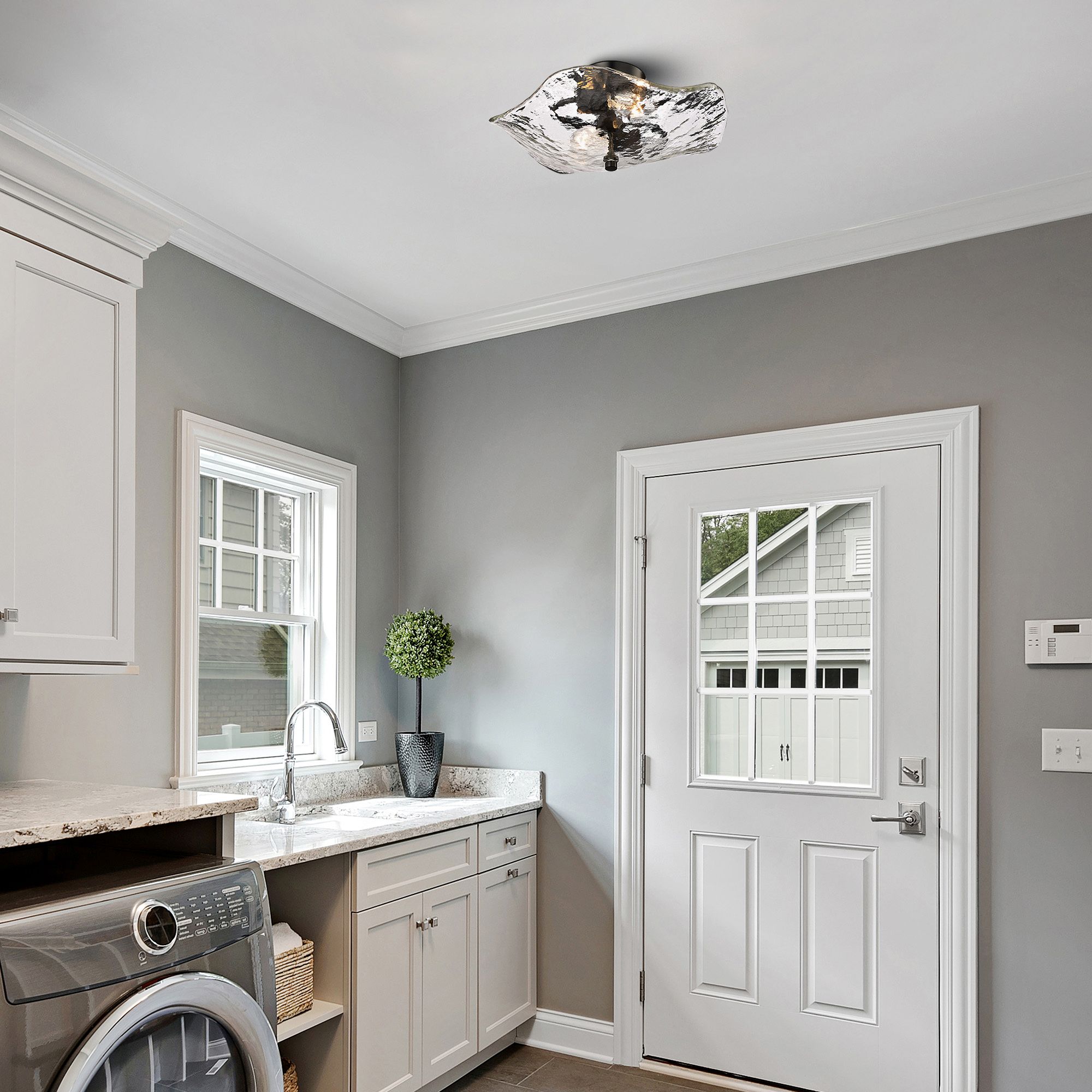 Image 1 Golden Lighting Samara 15 1/2" Wide 2-Light Water Glass Ceiling Light in scene