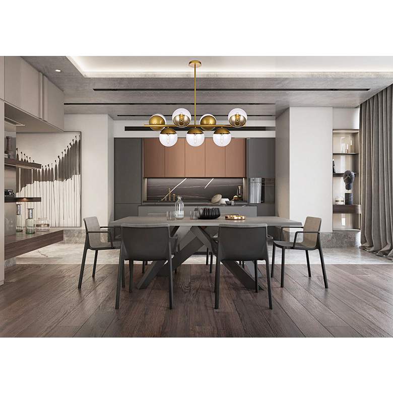 Image 1 Eclipse 43"W Brass and Clear Glass 7-Light Linear Chandelier in scene