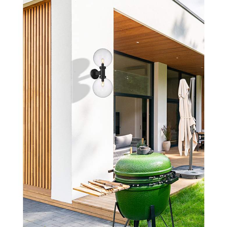Image 1 Laurent 30"H Black 2-Light Outdoor Wall Light w/ Clear Glass in scene