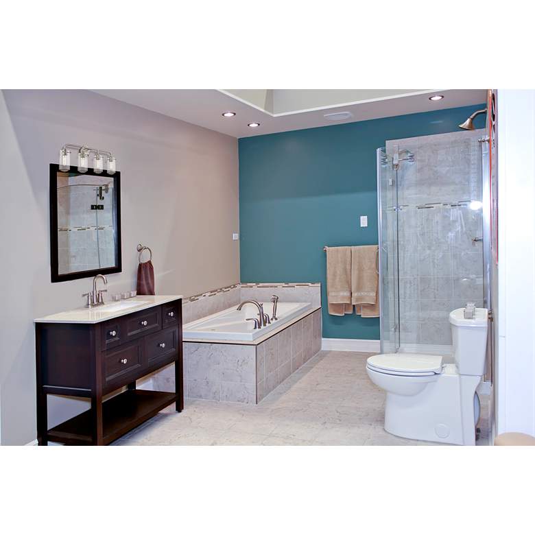 Image 1 Delaney 30" Wide High Brushed Nickel 4-Light Bath Light in scene