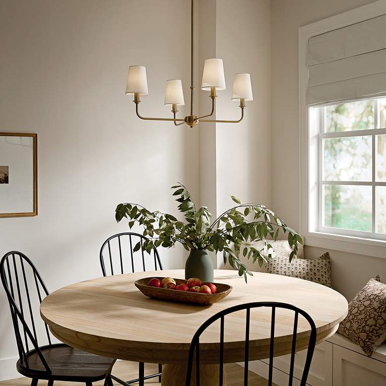 Image 1 Kichler Pallas 25"W Brushed Natural Brass 4-Light Chandelier in scene