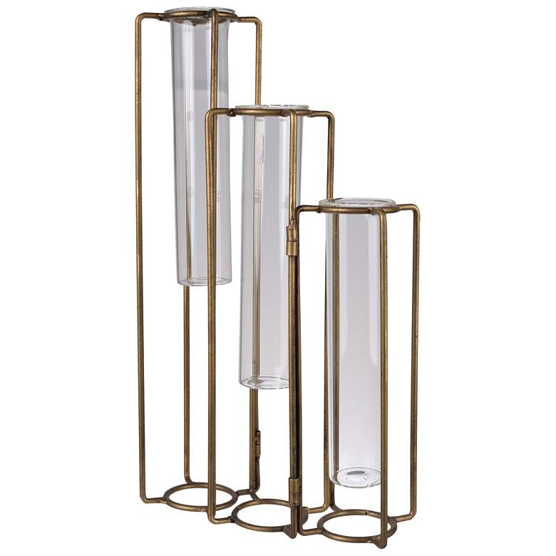 Image 1 15.3" High Oversized Brass Pedestal Beaker Vase