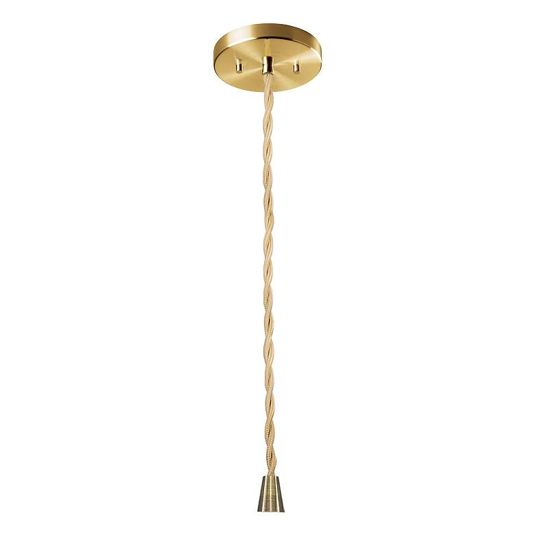 Image 2 15.5"W Adobe Frame Antique Brass Large Loft Beige Twisted LED Pendant more views