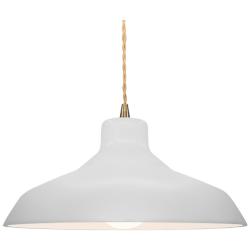 15.5"W Bisque Frame Antique Brass Large Loft Beige Twisted LED Pendant