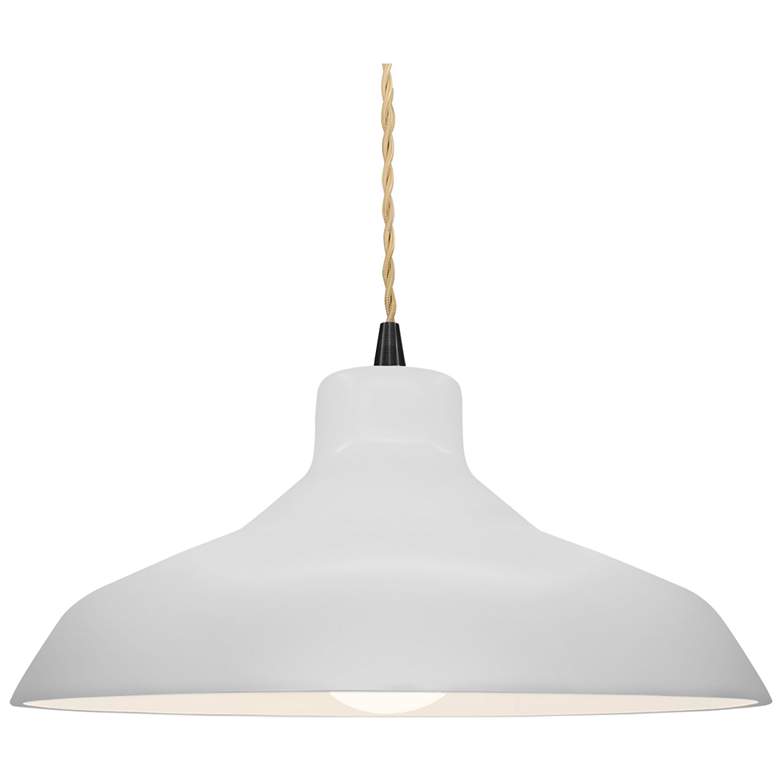 Image 1 15.5"W Bisque Frame Matte Black Large Loft Beige Twisted LED Pendant