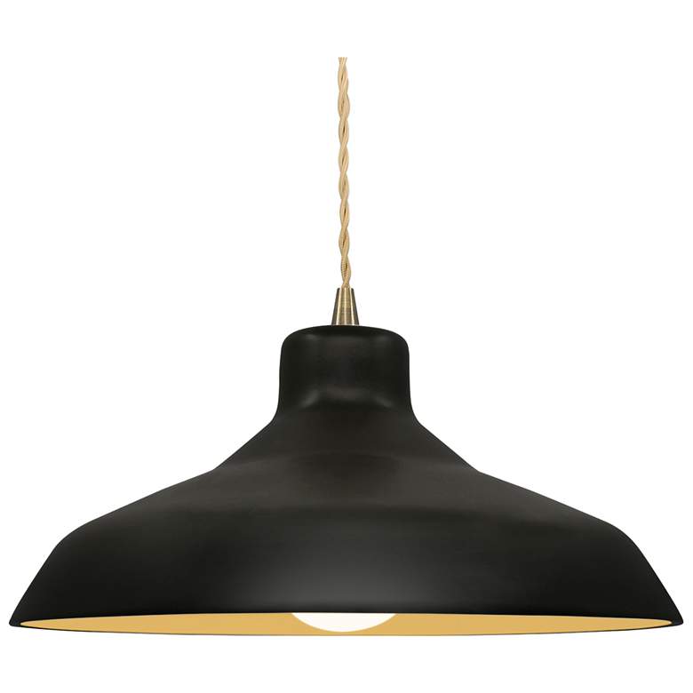 Image 1 15.5"W Carbon/Gold Frame Antique Brass Large Loft Beige Twisted LED Pe