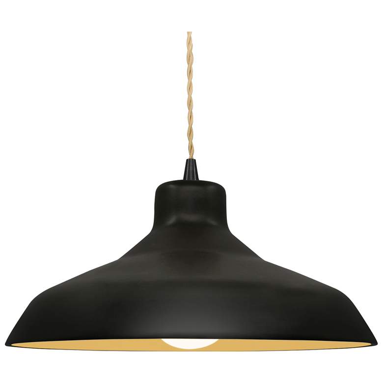 Image 1 15.5"W Carbon/Gold Frame Matte Black Large Loft Beige Twisted LED Pend