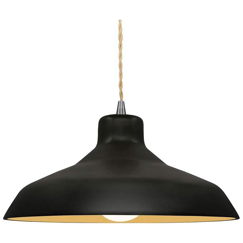 Image 1 15.5"W Carbon/Gold Frame Nickel Large Loft Beige Twisted LED Pendant