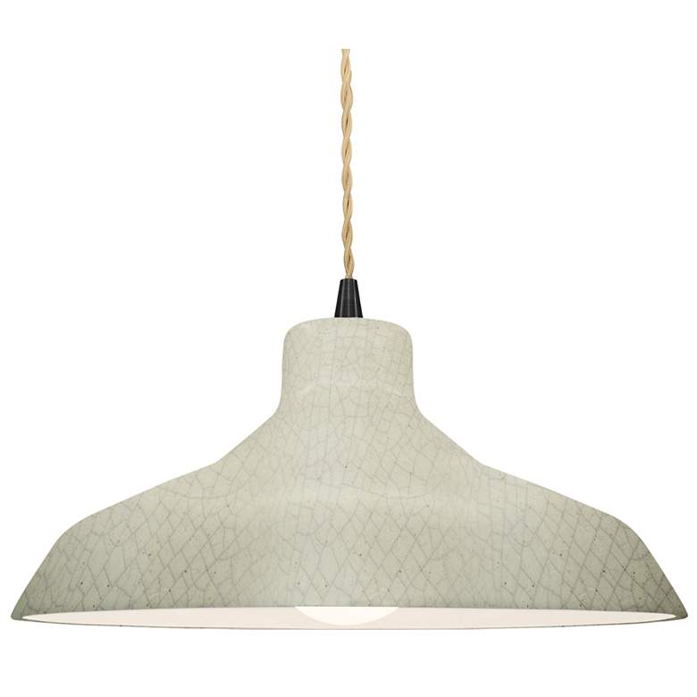 Image 1 15.5"W Celadon Frame Matte Black Large Loft Beige Twisted LED Pendant