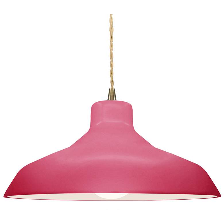Image 1 15.5"W Cerise Frame Antique Brass Large Loft Beige Twisted LED Pendant
