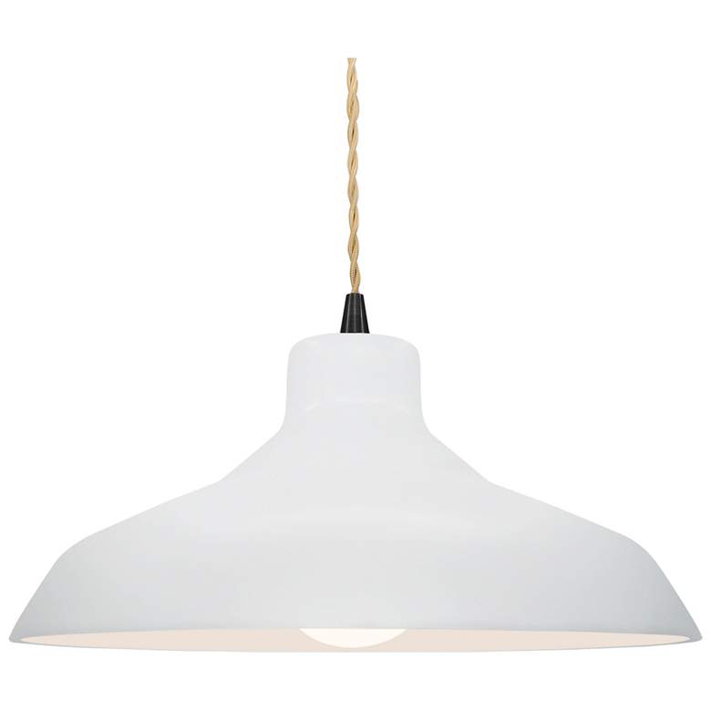Image 1 15.5"W Gloss White Frame Matte Black Large Loft Beige Twisted LED Pend