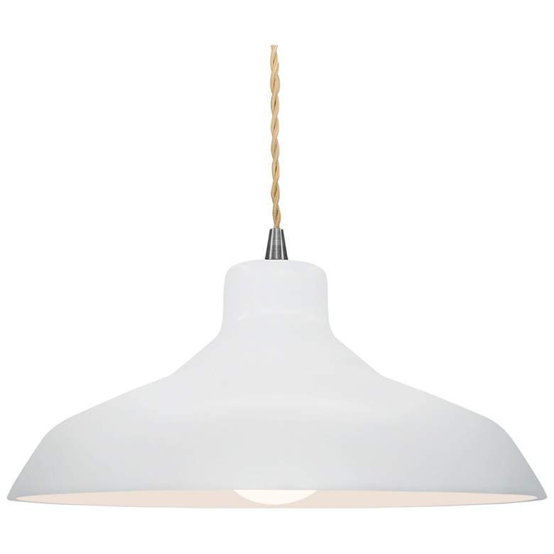 Image 1 15.5"W Gloss White Frame Nickel Large Loft Beige Twisted LED Pendant
