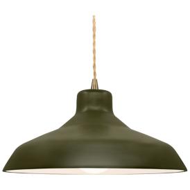 15.5"W Matte Green Frame Antique Brass Large Loft Beige Twisted LED Pe 15.5"W Matte Green Frame Antique Brass Large Loft Beige Twisted LED Pe