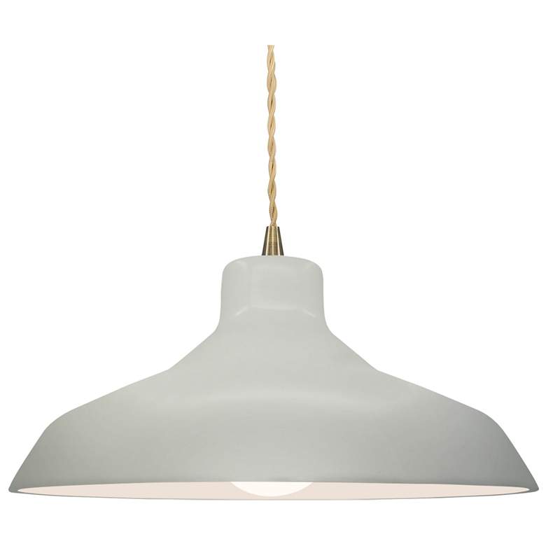 Image 1 15.5"W Matte White Frame Antique Brass Large Loft Beige Twisted LED Pe