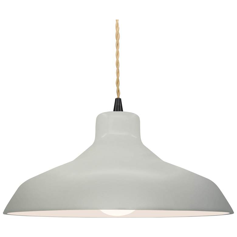 Image 1 15.5"W Matte White Frame Matte Black Large Loft Beige Twisted LED Pend