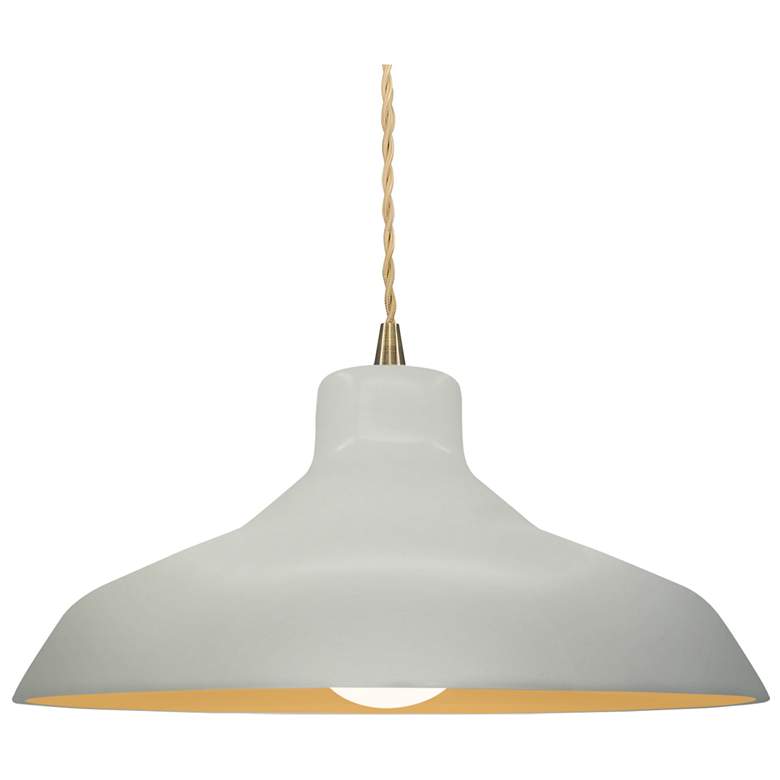 Image 1 15.5"W Matte White/Gold Frame Antique Brass Large Loft Twisted Pendant