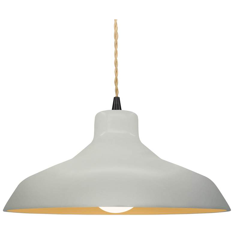 Image 1 15.5"W Matte White/Gold Frame Matte Black Large Loft Twisted LED Penda