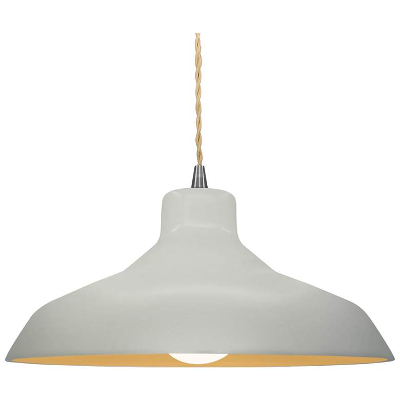 Image 1 15.5"W Matte White/Gold Frame Nickel Large Loft Beige Twisted LED Pend