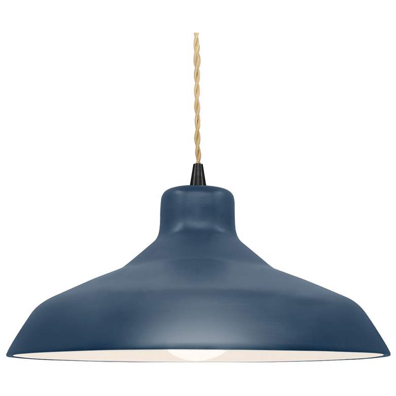 Image 1 15.5"W Midnight Frame Matte Black Large Loft Beige Twisted LED Pendant