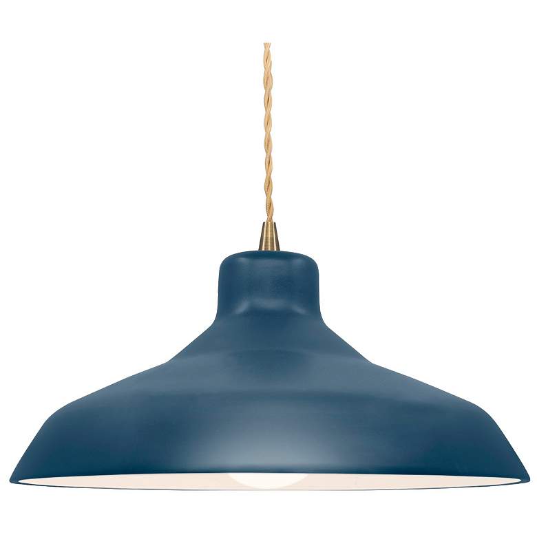 Image 1 15.5"W Midnight/White Frame Antique Brass Large Loft Twisted LED Penda