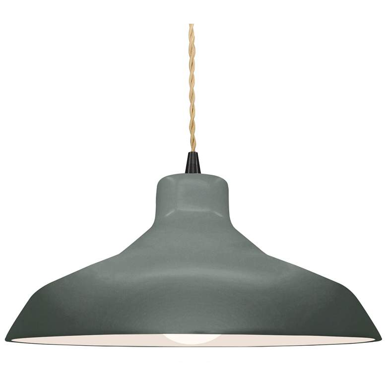 Image 1 15.5"W Pewter Green Frame Matte Black Large Loft Beige Twisted LED Pen