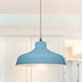 1_15.5"W Sky Blue Frame Antique Brass Large Loft Beige Twisted LED Penda
