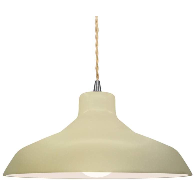 Image 1 15.5"W Vanilla Gloss Frame Nickel Large Loft Beige Twisted LED Pendant