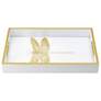 15.7" White and Gold Rectangular Dragonfly Tray
