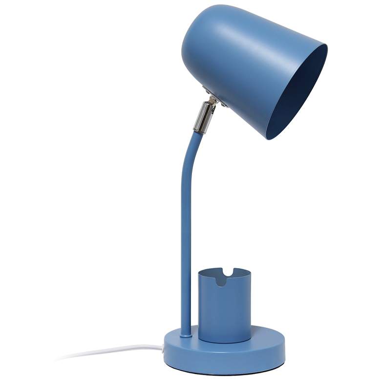 Image 1 15.75" Sleek Essentials Metal Table Desk Lamp with Compartment, Blue