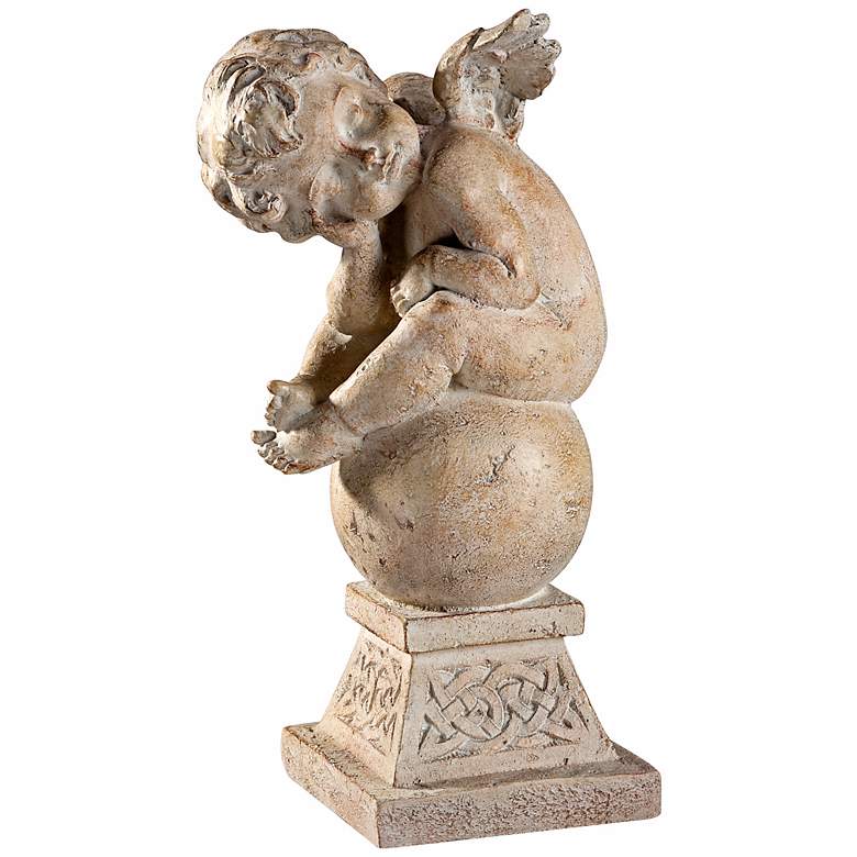 Image 1 15 1/2 inch High Angel on Sphere Sculpture