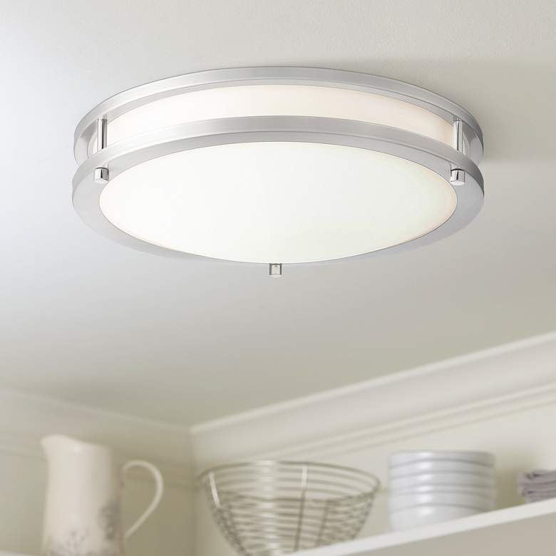 Image 1 15 3/4" Wide Nickel LED Ceiling Light by Minka Lighting Inc.