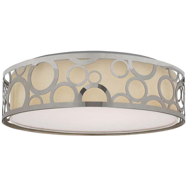 Image 1 15 in.; Filigree LED Decor Flush Mount Fixture; Polished Nickel Finish