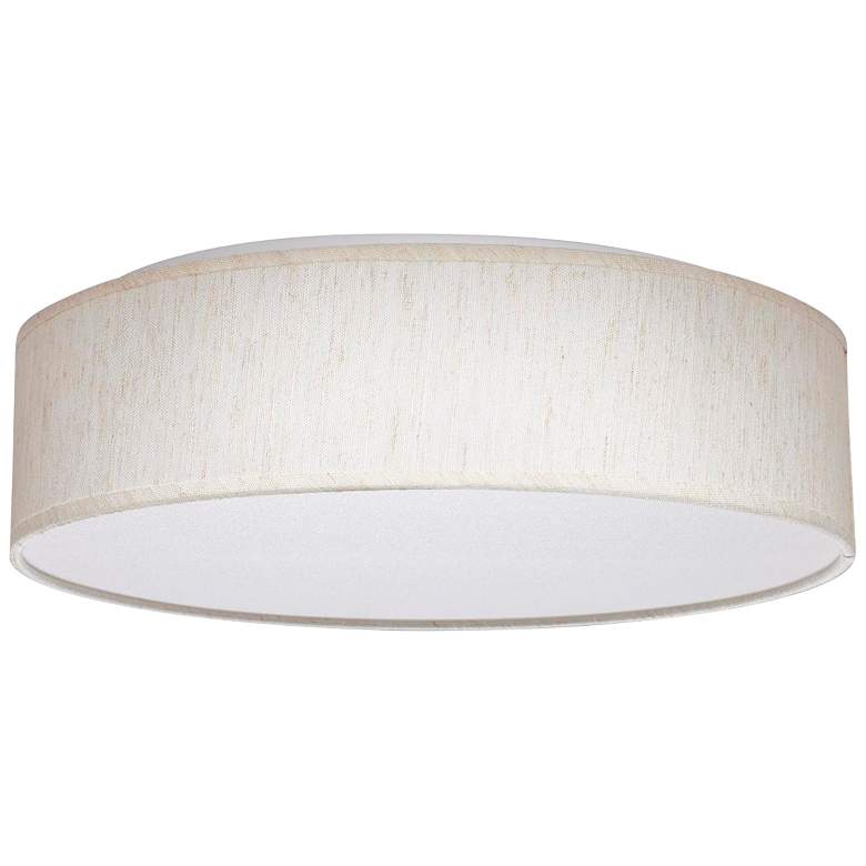 Image 1 15 inch CCT Selectable Fabric Drum LED Decor Flush Mount Beige Fabric Shade