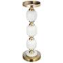 15" Gold &#38; White Marble &#38; Metal Pebble Pillar Holder