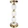 15" Gold & White Marble & Metal Pebble Pillar Holder