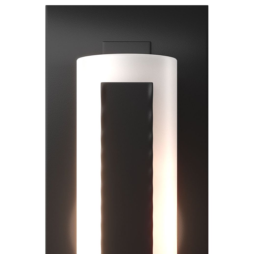 Image 2 15" High Steel Backplate Black Sconce With Opal Glass more views