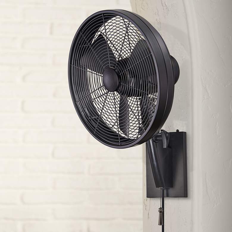 Image 1 15" Minka Aire Anywhere Matte Black Pull Chain Outdoor Wall Fan