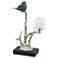 15" Silver and Black Sitting Bird on Branch Décor