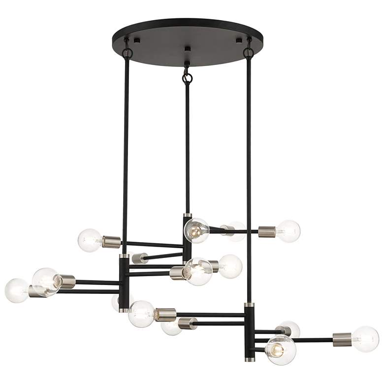 Image 1 15 Light Black Extra Large Chandelier with Brushed Nickel Accents