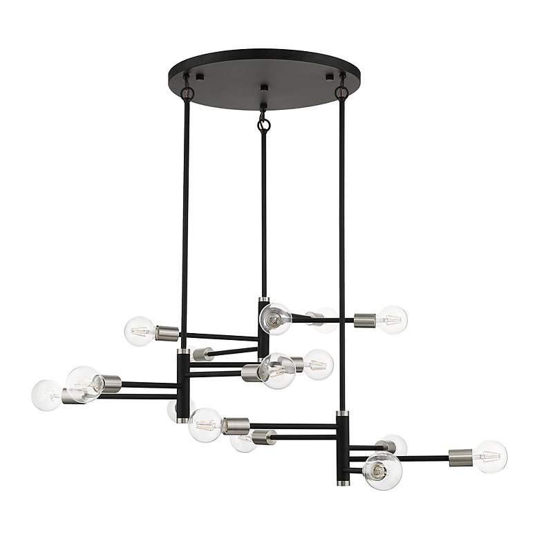 Image 3 15 Light Black Extra Large Chandelier with Brushed Nickel Accents more views