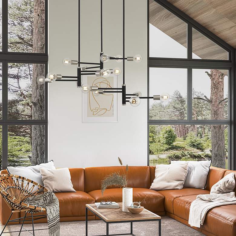 Image 7 15 Light Black Extra Large Chandelier with Brushed Nickel Accents more views