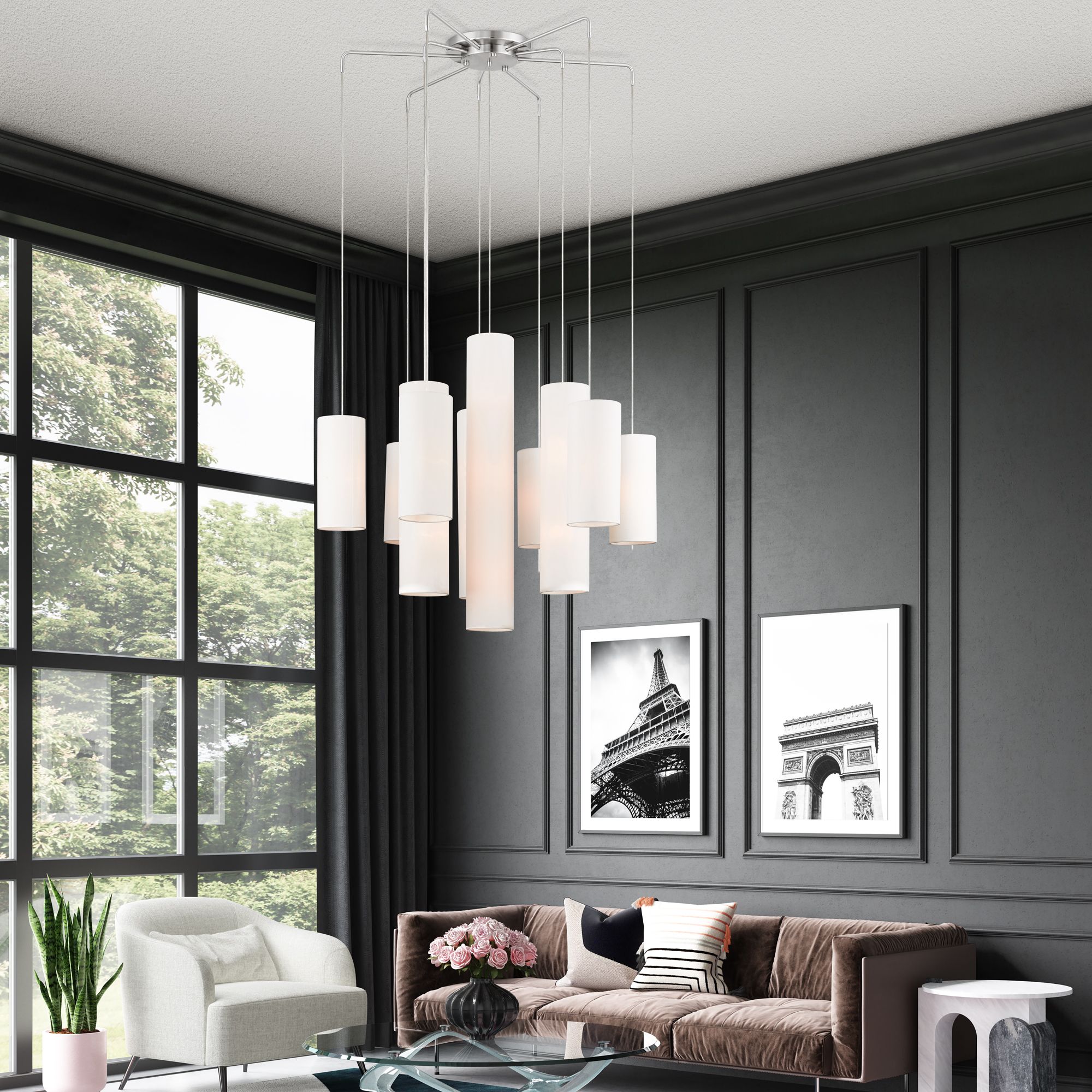 15 Light Brushed Nickel Foyer Chandelier