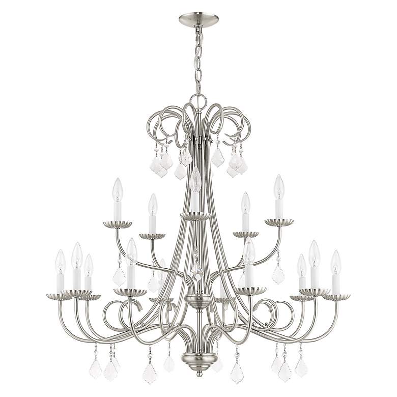 Image 3 15 Light Brushed Nickel Foyer Chandelier more views