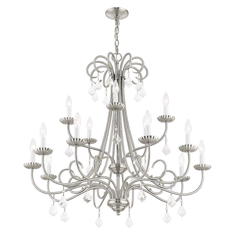 Image 4 15 Light Brushed Nickel Foyer Chandelier more views
