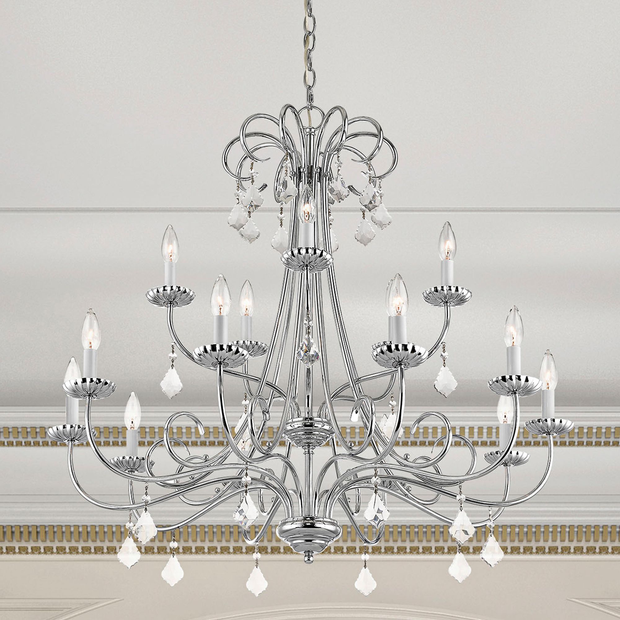 Image 7 15 Light Polished Chrome Foyer Chandelier more views