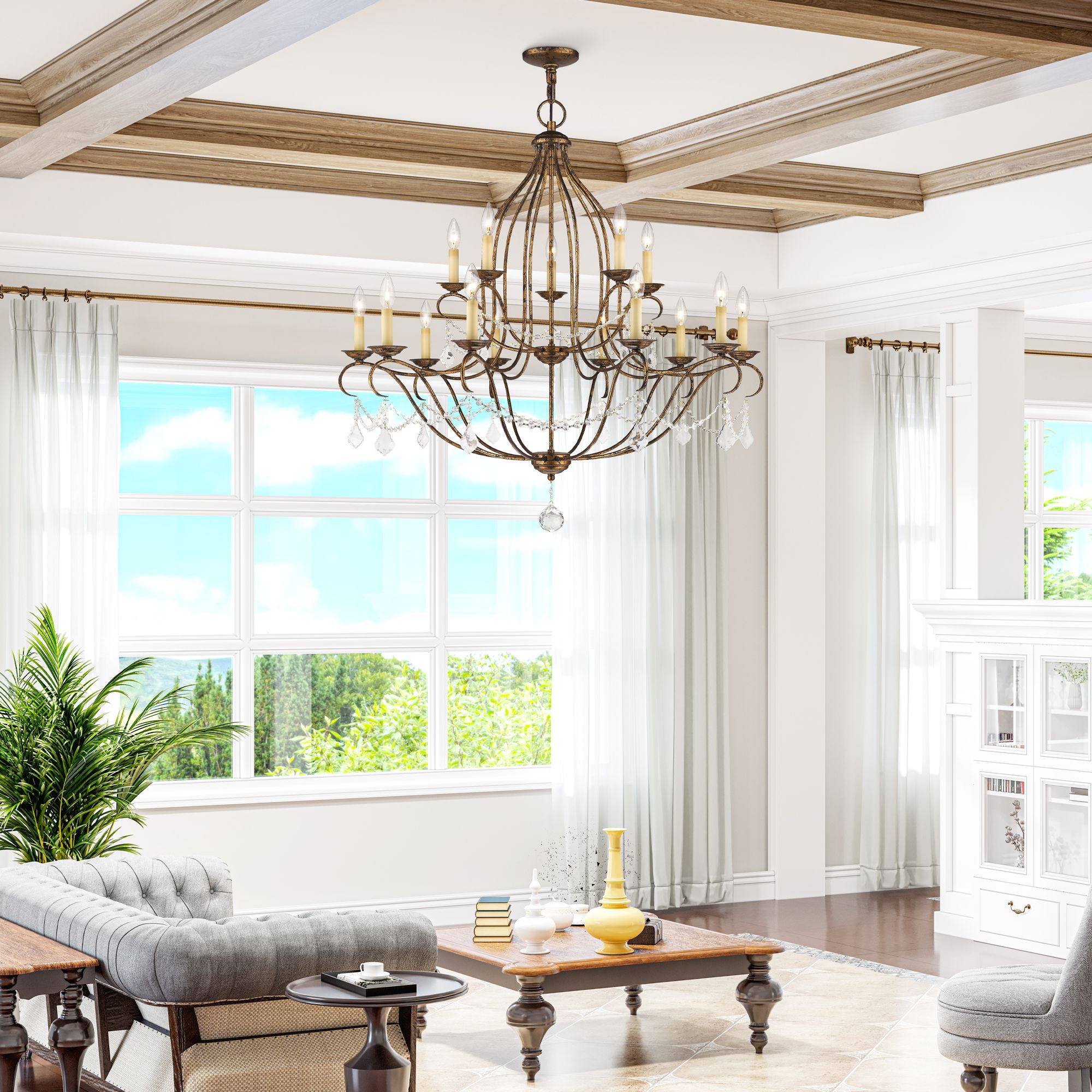 15 Light Venetian Golden Bronze Chandelier